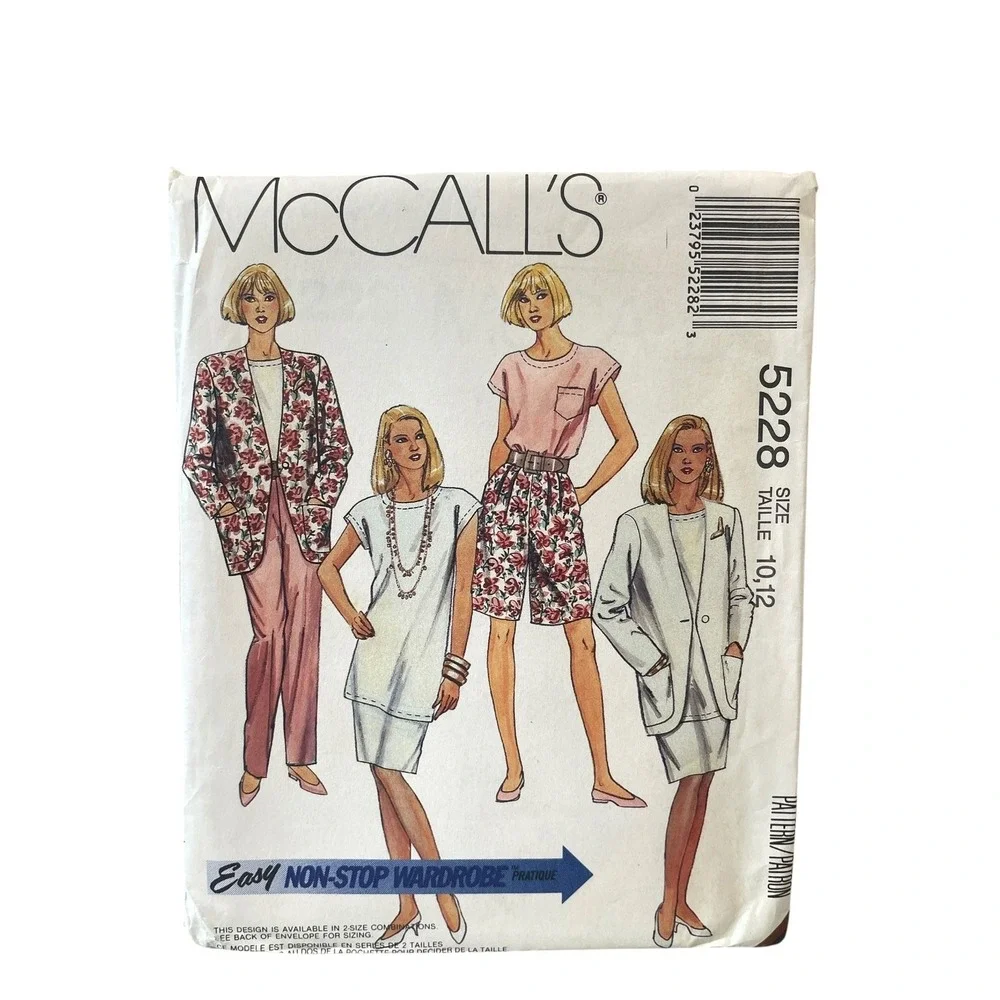 McCall's 5228 Jacket Tunic Top Skirt Pants Shorts Misses Size 10 12 90s Wardrobe